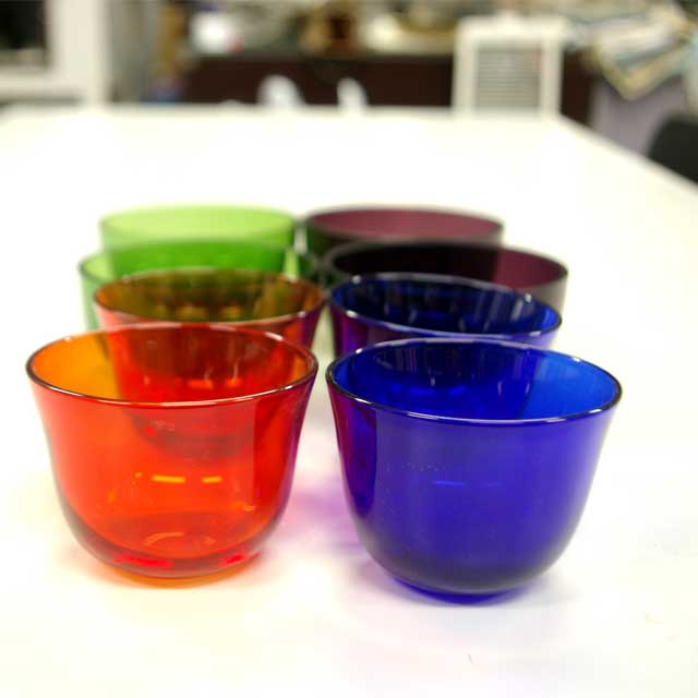 【送料無料】 ガラス鉢（大)　ハンドメイド　被せガラス 食器