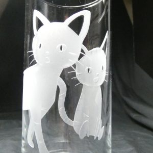 ネコ　タンブラー　ガラス彫刻