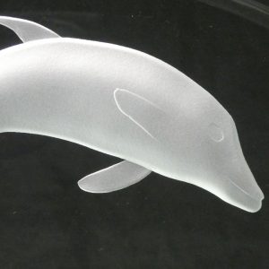 ガラス深彫り　イルカ