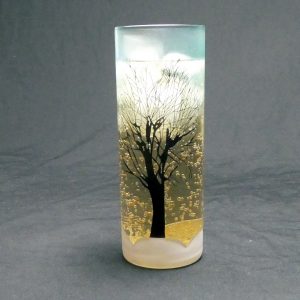 サンドブラストガラス彫刻作品　冬の樹